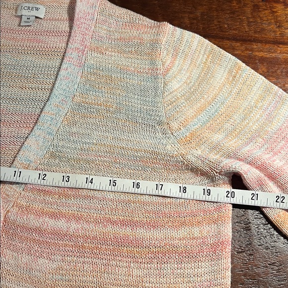 J.Crew Cotton Buttoned Front V-Neck Cardigan Sweater Rainbow/Pastel Knit Size M - Picture 8 of 12